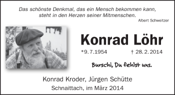 Traueranzeige von Konrad Löhr von Pegnitz-Zeitung